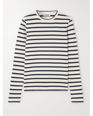 Jil Sander Oberteil Aus Gestreiftem Baumwoll-Jersey - Grau