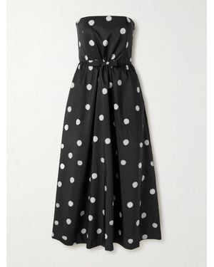 BERNADETTE Bodette Strapless Bow-Detailed Polka-Dot Taffeta Gown - White
