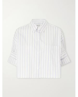 Twp Cropped Striped Cotton-Poplin Shirt - White