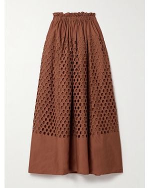 A.L.C. Flora Broderie Anglaise Cotton Maxi Skirt - Brown