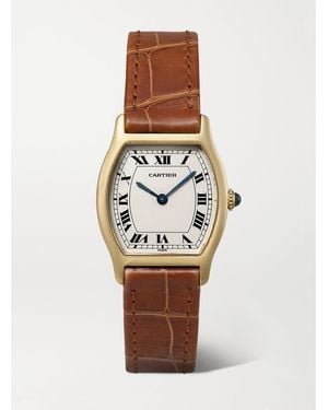 Stephanie Windsor Cartier Vintage 1990S Tortue Hand-Wound 23Mm 18-Karat And Alligator Watch - White