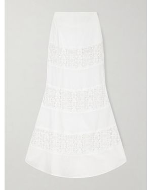 D'Estree Noemi Embroidered Cotton Skirt - White