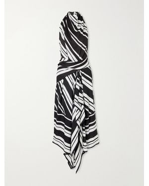 Brandon Maxwell The Marin Striped Twill Halterneck Midi Dress - White