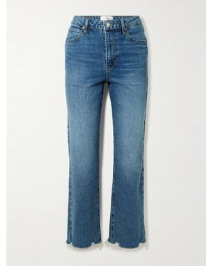 FRAME The Ruler Crop Verkürzte, Hoch Sitzende Jeans Mit Schmalem Bein Und Fransen - Blau