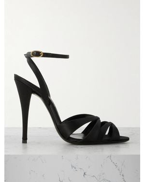 Saint Laurent Chandelle Leather-Trimmed Satin Sandals - Black