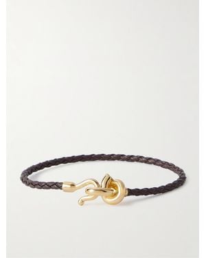 Bottega Veneta Knot-Plated And Intrecciato Leather Bracelet - Natural