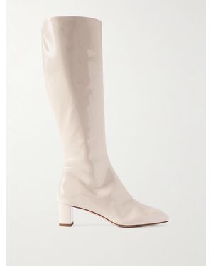 Aeyde Marty Patent-Leather Knee Boots - White
