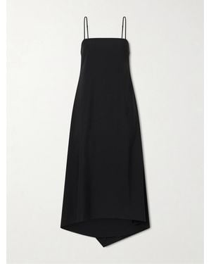 La Ligne Drape Back Recycled Satin Midi Dress - Black
