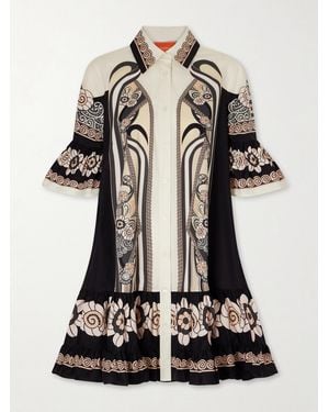 La DoubleJ Choux Patterned Cotton-Poplin Mini Dress - Black