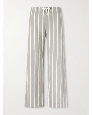 Aimé Leon Dore Striped-Print Cotton Canvas Wide-Leg Pants - White