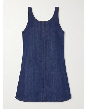Ami Paris Embroidered Denim Mini Dress - Blue