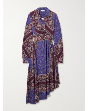 Rabanne Asymmetrisches Midikleid Aus Stretch-Jersey Mit Paisley-Print - Blau