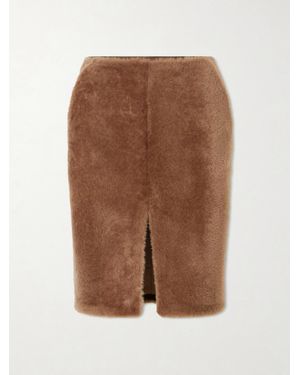 Saint Laurent Shearling Mini Skirt - Brown