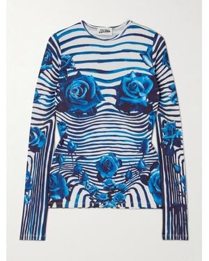 Jean Paul Gaultier Printed Stretch-Jersey Top - Blue