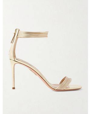 Aquazzura Sway 85 Metallic Sandals - Natural