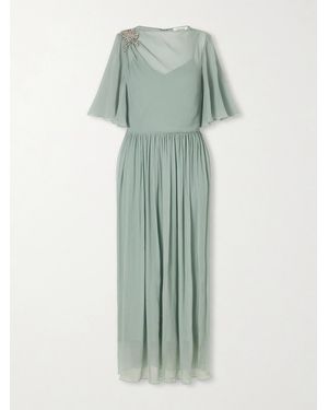 Erdem Crystal-Embellished Silk Midi Dress - Green