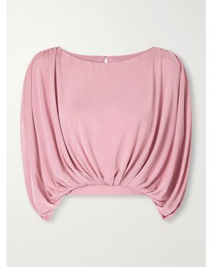 Abadia Draped Stretch-Jersey Blouse - Pink