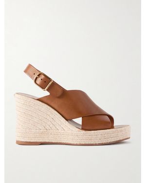 Chloé Pary Leather Espadrille Wedge Slingback Sandals - Natural