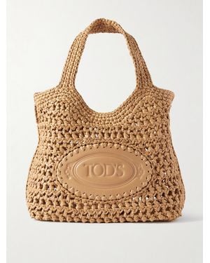 Tod's Ebl Mini Embossed Raffia Tote - Natural