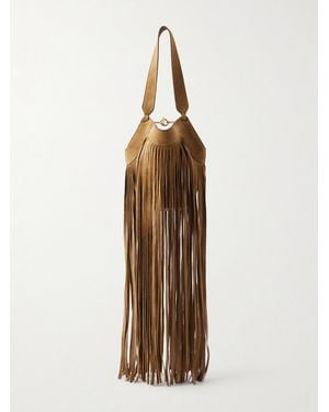 KHAITE Lotus Fringed Leather Tote - Natural