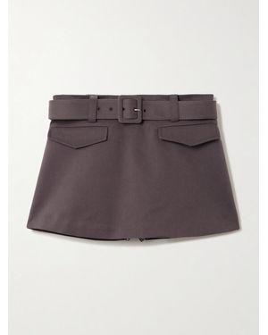 Self-Portrait Belted Twill Mini Skort - Purple