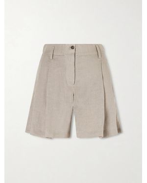 Brunello Cucinelli Pleated Linen Shorts - Natural