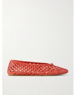 Le Monde Beryl Woven Leather Ballet Flats - Red