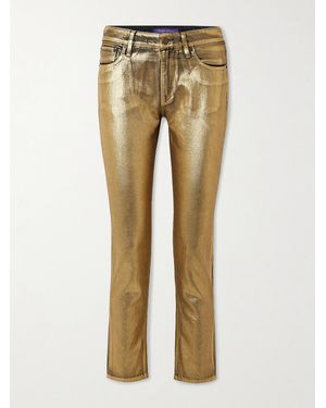 Ralph Lauren Metallic Coated Low-Rise Skinny Jeans - Natural