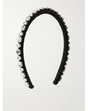 Erdem Narrow Emb Crystal-Embellished Woven Headband - Black
