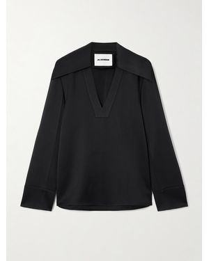 Jil Sander Bluse Aus Glänzendem Crêpe - Schwarz