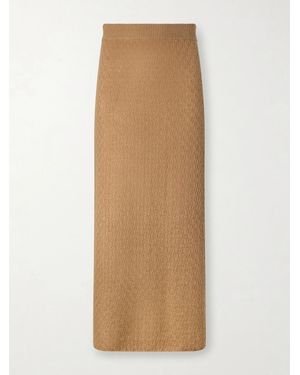 LeKasha Sunnie Pointelle-Knit Cashmere Midi Skirt - Natural