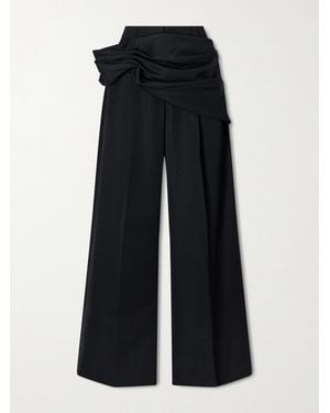 Simone Rocha Gathered Crepe Wide-Leg Pants - Black