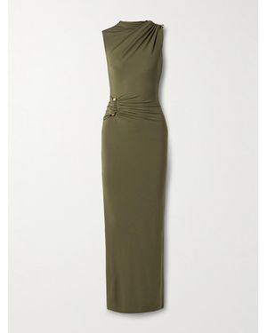 Cult Gaia Izola Embellished Gathered Stretch-Jersey Gown - Green