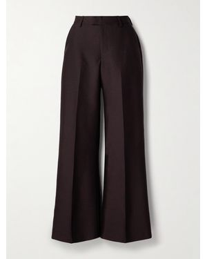 Kallmeyer Athena Wool And Silk-Blend Twill Wide-Leg Trousers - Black