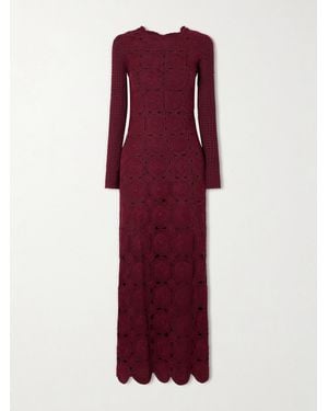 Escvdo Siula Crocheted Cotton Maxi Dress - Red