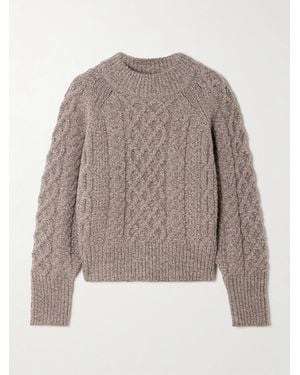 Emilia Wickstead Emory Cropped Cable-Knit Wool-Blend Jumper - Grey