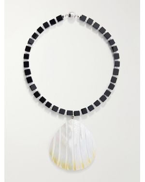 Julietta Oro Rhodium-Plated, Shell And Onyx Necklace - Black