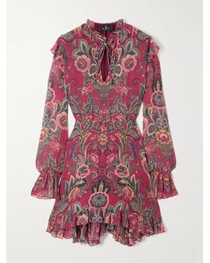Etro Boho Crepe Mini Dress - Red