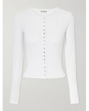 Rohe Pointelle-Knit Cotton-Jersey Cardigan - White
