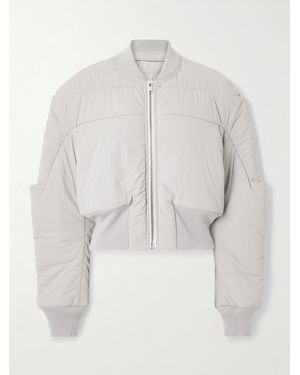 Rick Owens Verkürzte Bomberjacke Aus Shell Mit Wollbesätzen - Weiß