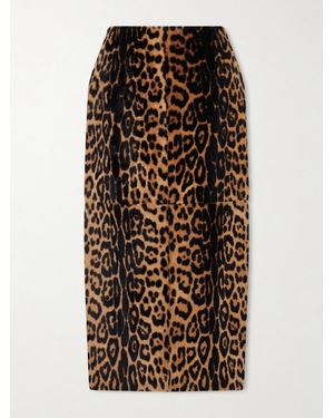 Nour Hammour Elyse Leopard-Print Shearling Skirt - Multicolour