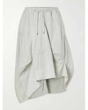 Vivienne Westwood Aerodrome Asymmetric Striped Organic Cotton Drawstring Midi Skirt - White