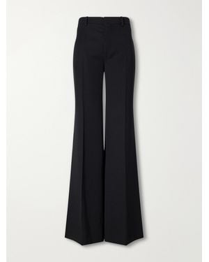 Chloé Pleated Wool And Silk Flared Pants - Black