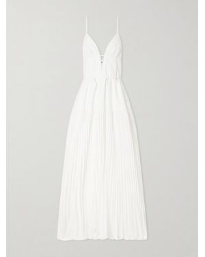 Jonathan Simkhai Selene Cut-Out Pleated Poplin Maxi Dress - White