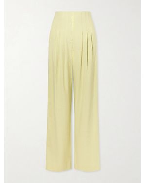 Veronica Beard Hoyt Linen-Blend Twill Wide-Leg Trousers - Yellow