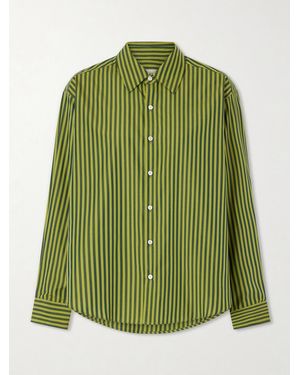 Comme Si La Classica Striped Cotton-Poplin Shirt - Green