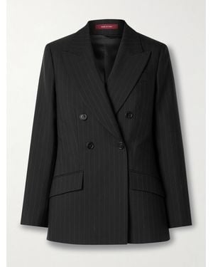 Gucci Pinstriped Double-Breasted Wool-Twill Blazer - Black