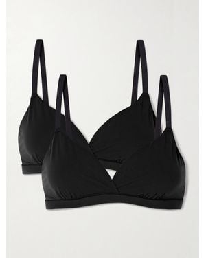 Skims Fits Everybody Crossover Bralette Two-Pack - Black
