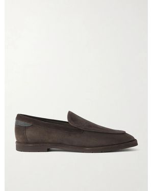 Brunello Cucinelli Embellished Suede Loafers - Brown