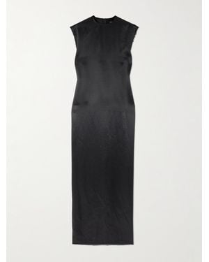 Balenciaga Maxikleid Aus Satin Mit Fransen - Schwarz